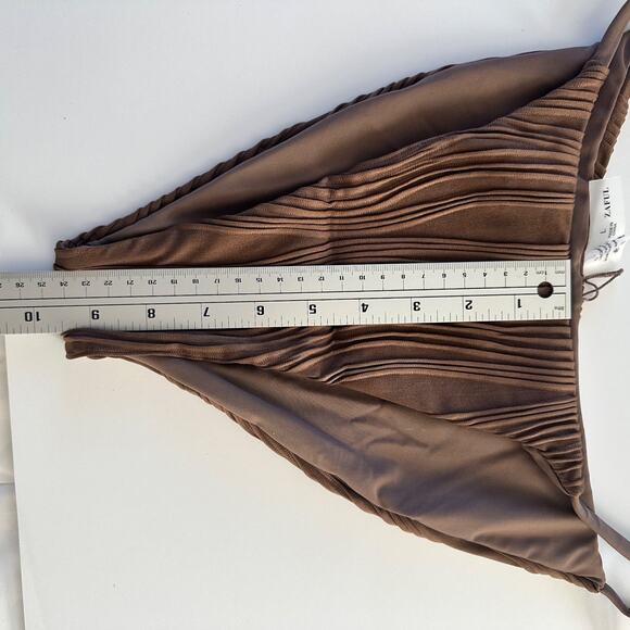 zaful brown bikini set size large textured push up top tie side bottoms nwt - Picture 7 of 8